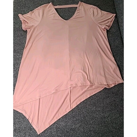 Lisa Rinna Collection V-Neck Top with Chiffon Back Detail Petal Rose Pink Size L - Picture 3 of 7